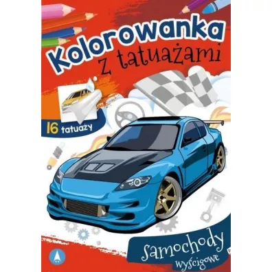 Kolorowanka z tatuaami. Samochody wycigowe