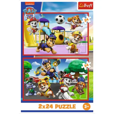 Puzzle 2x24 el. Psi dzie� zabaw Trefl