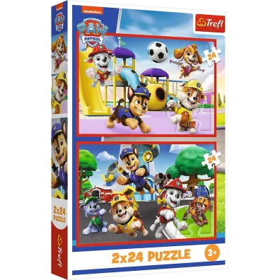 Puzzle 2x24 el. Psi dzie� zabaw Trefl
