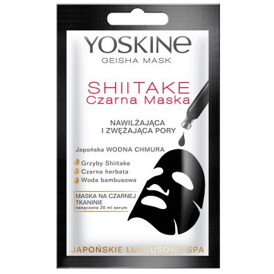 Yoskine Geisha Mask Shitake maska na czarnej tkaninie nawilajca i zwajca pory 20 ml