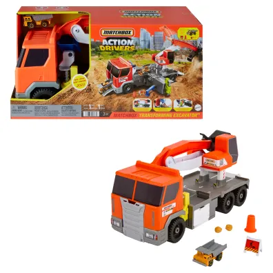 Matchbox. Ci�ar�wka Koparka Du�y pojazd z funkcj� HPD64 Mattel