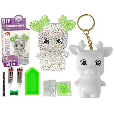 LeanToys Diamentowy Renifer DIY kryszta�ki brelok 3D bia�y