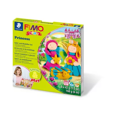 Staedtler Fimo Masa plastyczna termoutwardzalna Kids, Form&Play Ksi�niczki, 42g, 4 kostki, zestaw z akcesoriami 4x42g