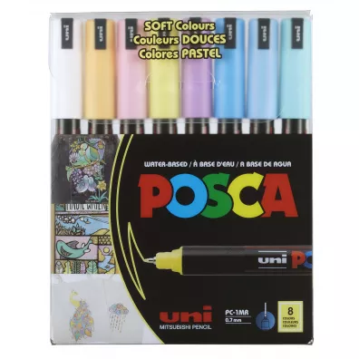 Uni Mitsubishi Pencil Markery PC-1MR soft colors pastelowe kolory Posca Uni 8 szt.