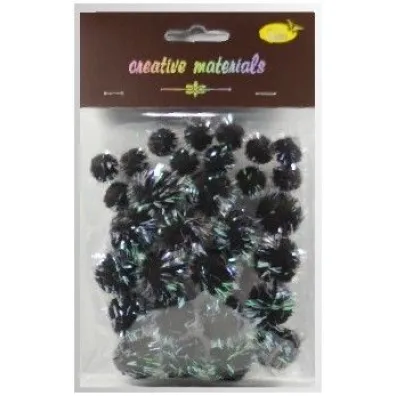 Galeria Hobby Pompony glitter czarne 15x25mm 30 szt.