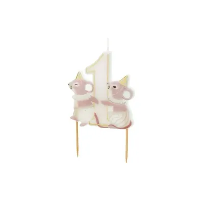 PartyDeco �wieczka urodzinowa cyfra 1 Myszki 7.5cm
