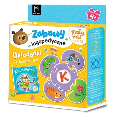 Puzzle Ma�y mi� to lubi  Zabawy logopedyczne.Uk�adanki   ksi��eczka Aksjomat - Anna Podg�rska