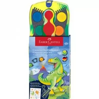 Faber-Castell Farby szkolne akwarelowe Connector Dinozaury 12 kolorw