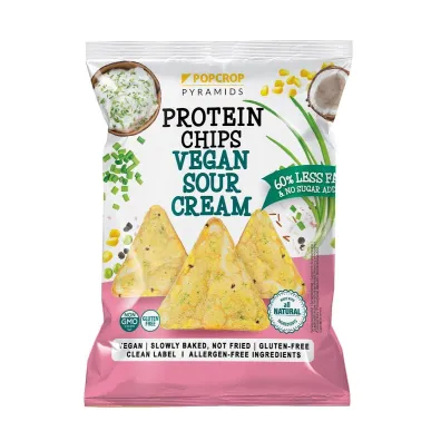 Popcrop Chrupki piramidki proteinowe o smaku kwa�nej �mietany ze szczypiorkiem bezglutenowe 80 g