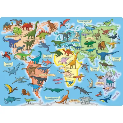Puzzle 70 el. Mapa �wiata. Dinozaury Jako
