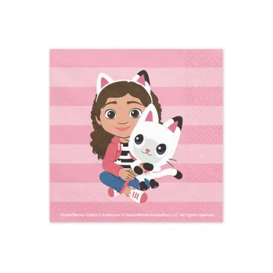 PartyDeco Serwetki Koci Domek Gabi 33 cm x 33 cm 20 szt