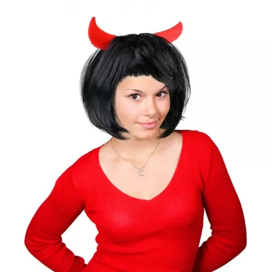 Arpex Ozdoba hallowen peruka Diablicy czarna