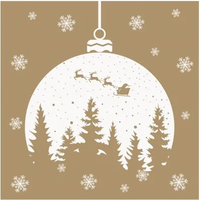 Serwetki Lunch Daisy BN - Christmas Bauble with Forest Silhouette on Gold SDGW023103