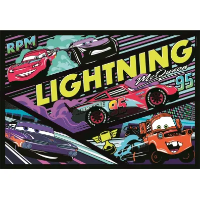 Puzzle 104 el. Glowing Cars Glow Racers Clementoni