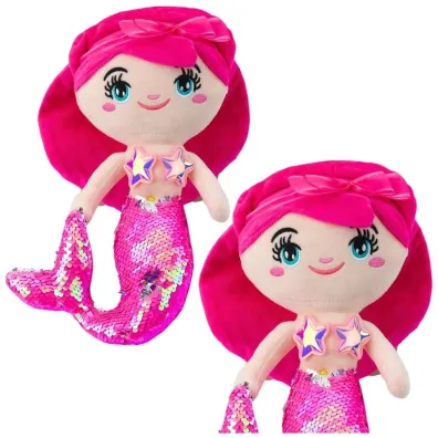 LeanToys Syrenka pluszowa z ogonem w cekiny r�owa 30cm