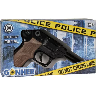 Metalowy pistolet policyjny 8 naboi Gonher