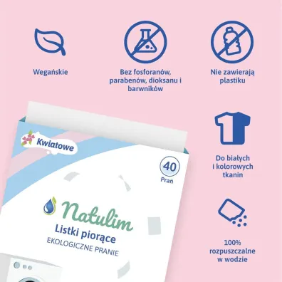 Natulim Eko listki do prania, Kwiatowe 40 szt.
