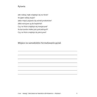 Pami�� �wiczenia na tekstach u�ytkowych