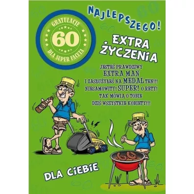 Stamp Karnet Party naklejany B6 + koperta Urodziny 60