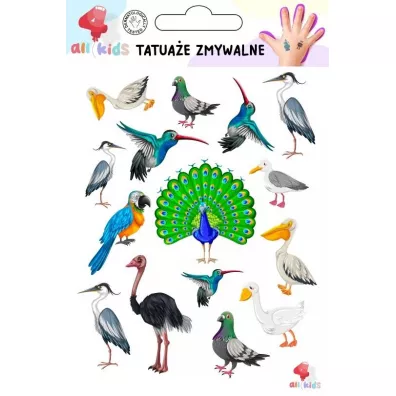 Tatua�e zmywalne dla dzieci Ptaki All4Kids