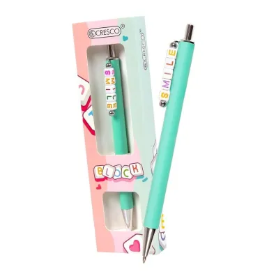 Cresco D�ugopis Block z koralikami SMILE w etui zielony