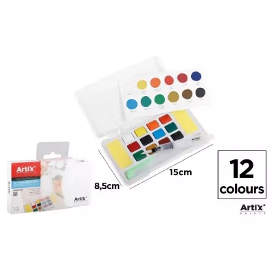 Artix Farba akwarelowa z p�dzlem wodnym 12 szt.