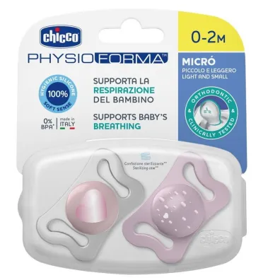 Chicco Smoczek uspokajajcy micro silikon r 0-2m 2 szt.