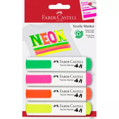 Faber-Castell Markery do tkanin Neon 4 szt.