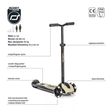 Hulajnoga trjkoowa balansowa ze wieccymi kkami 5+ lat Ash Scootandride