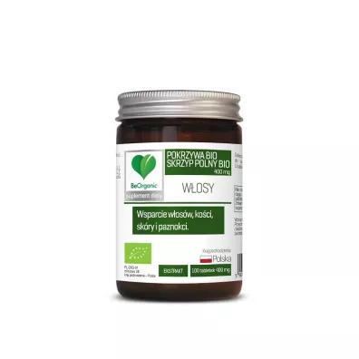 Be Organic Skrzyp + pokrzywa ekstrakt 400 mg Suplement diety 100 kaps. Bio