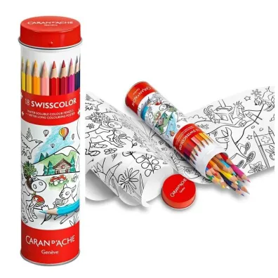Carandache Kredki Swisscolor w tubie z kolorowank� 18 szt.
