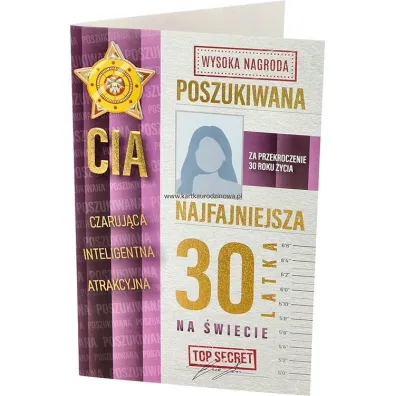 Yeku Karnet Urodziny 30 damskie poszukiwana
