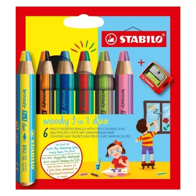 Stabilo Kredki Woody 3w1 Duo + temper�wka 6 szt.
