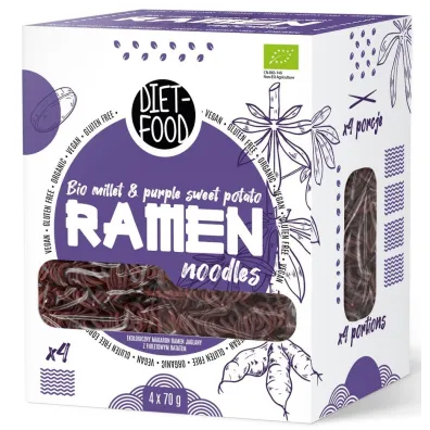 Diet-Food Makaron (jaglano - ry�owy z batatem fioletowym) ramen bezglutenowy 280 g Bio
