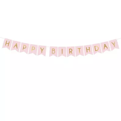 PartyDeco Girlanda Happy Birthday rowa 15x175 cm