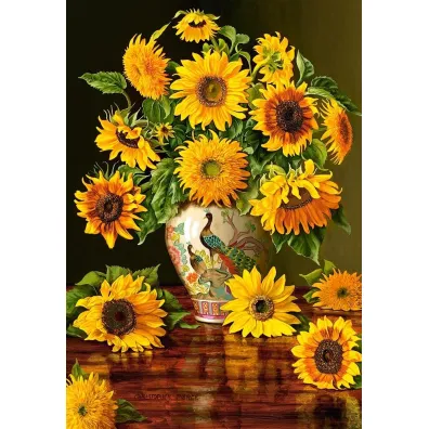 Puzzle 1000 el. Sunflowers in a Peacock Vase Castorland