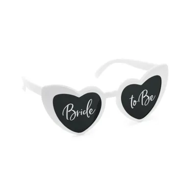 PartyDeco Okulary serduszka z napisem Bride to Be
