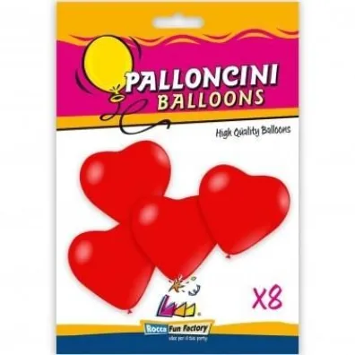 Balony serca czerwone 25cm 8 szt