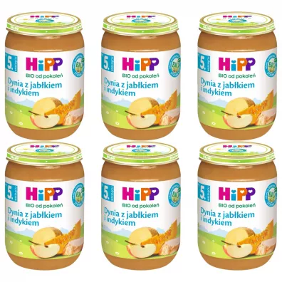 Hipp Dynia z jabkiem i indykiem po 5. miesicu zestaw 6 x 190 g Bio