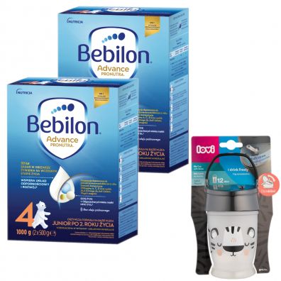 Bebilon 4 Advance Pronutra Junior Formuła na bazie mleka po 2. roku życia + Lovi Kubek ze słomką Junior Salt&Pepper 250 ml GRATIS zestaw 2 x 1000 g