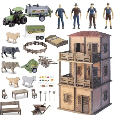 Du�y zestaw farma domek z rolnikami DIY