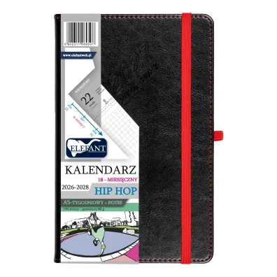 Kalendarz 2026/2028 18 m-cy. Hip hop A5 tygodniowy czarny