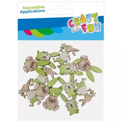 Ozdoba dekoracyjna drewniana Zajczki samoprzylepne 12szt. Wielkanoc CRAFT WITH FUN 531808