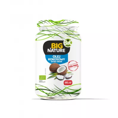 Big Nature Olej kokosowy Extra virgin toczony na zimno 480 ml Bio