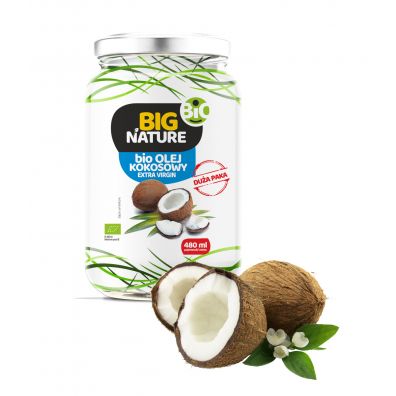 Big Nature Olej kokosowy Extra virgin toczony na zimno 480 ml Bio