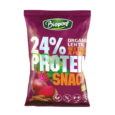 Biopont Chrupki proteinowe o smaku buraka z pieprzem bezglutenowe 50 g Bio