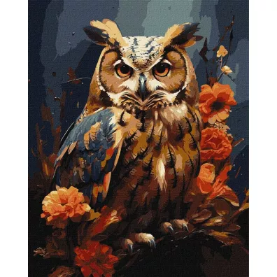 Ideyka Malowanie po numerach - Le�na sowa z metallic extra farbami 40x50cm