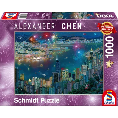 Puzzle 1000 el. Fajerwerki nad Hongkongiem Schmidt