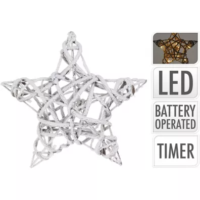 H&S Decoration Gwiazda witeczna wiszca 15 Led 40 cm biay, brzowy
