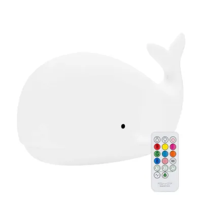 Rabbit&Friends Wieloryb lampka silikonowa z pilotem bia�a
